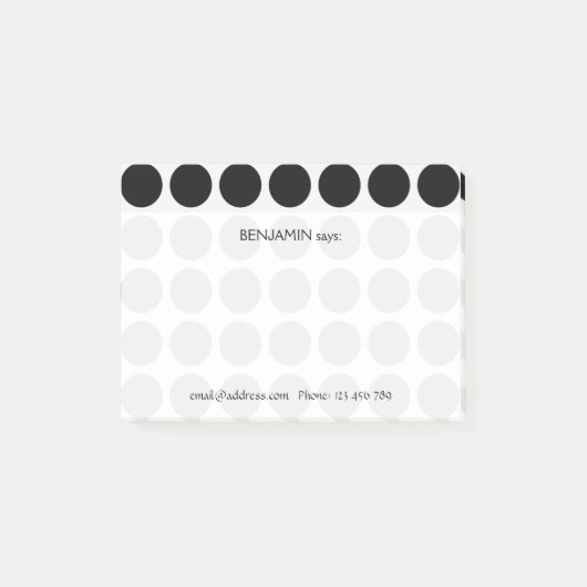 白の任意のカラー水玉模様パターンのカスタマイズ ポストイット (正面)