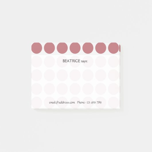 白の任意のカラー水玉模様パターンのカスタマイズ ポストイット (正面)