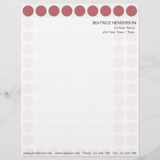 白の任意のカラー水玉模様パターンのカスタマイズ レターヘッド (正面)