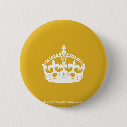 白の保Calm Crown on金ゴールド背景 缶バッジ (正面)