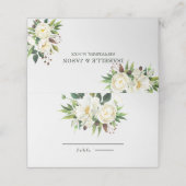 白の優しいバラ プレイスカード (外部開封)