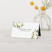 白の優しいバラ プレイスカード (裏面)