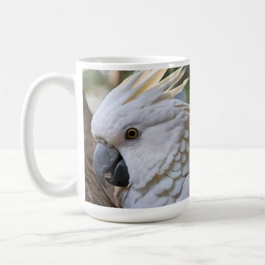 白の優雅さ:雄大なオーストラリアのオカメインコ コーヒーマグカップ (左)