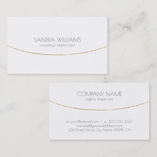 白の光沢のあるストライプ金ゴールド 名刺 (正面/裏面)