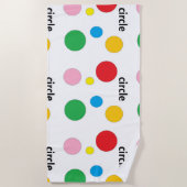 白の円のパターン ビーチタオル (正面)