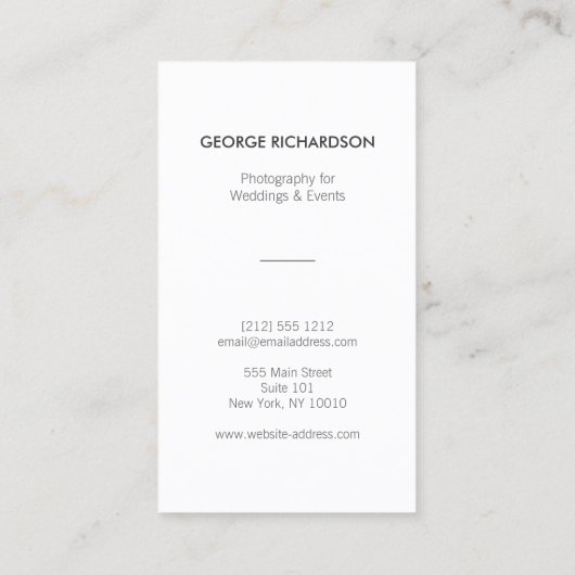 白の写真の円のパターン（垂直） 名刺 (裏面)