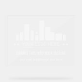 白の半透明あなたのロゴとタグラインのビジネス アクリルサイン (正面)