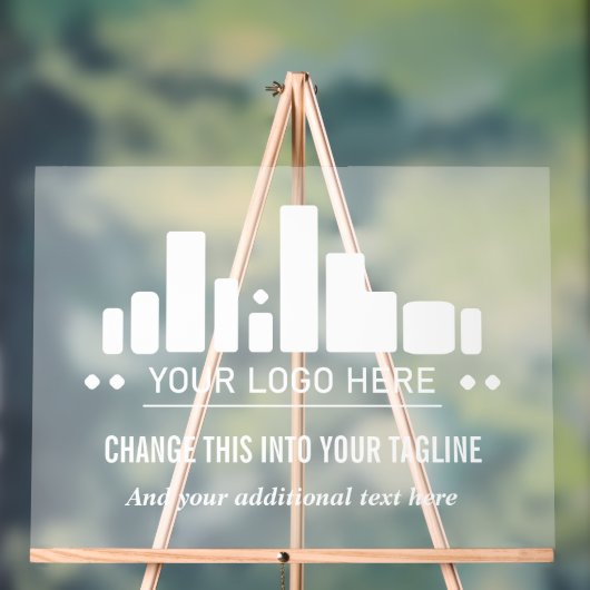 白の半透明あなたのロゴとタグラインのビジネス アクリルサイン (ニュートラル)