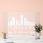 白の半透明あなたのロゴとタグラインのビジネス アクリルサイン (ウェディング)