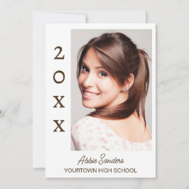 白の卒業写真の保存招待状 招待状