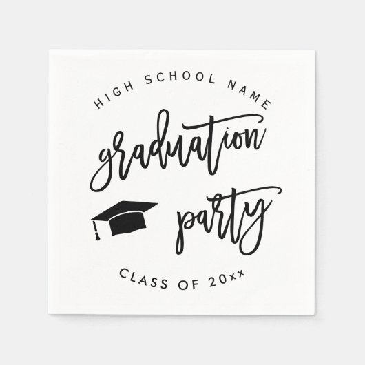 白の卒業式パーティークラス・オブ・カクテル スタンダードカクテルナプキン (正面)