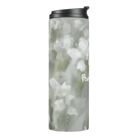 白の印象派の植物芸術と名前 タンブラー (回転左)