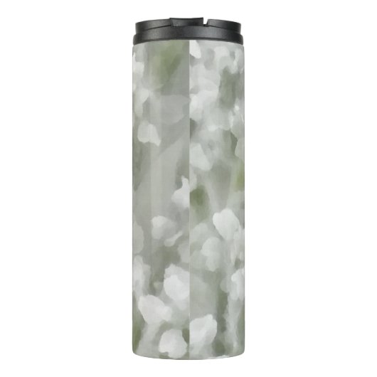 白の印象派の植物芸術と名前 タンブラー (裏面)