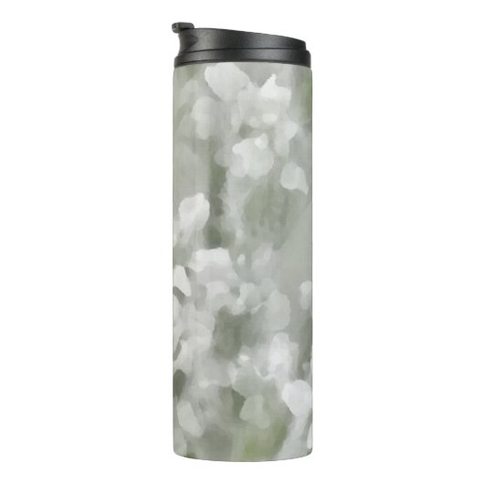 白の印象派の植物芸術と名前 タンブラー (回転右)