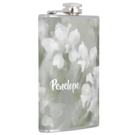 白の印象派の植物芸術と名前 フラスク (右)