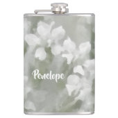 白の印象派の植物芸術と名前 フラスク (正面)