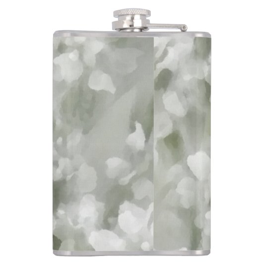 白の印象派の植物芸術と名前 フラスク (裏面)