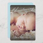 白の台本付き《キリスト教》洗礼式や命名式クロス写真宗教 招待状 (正面/裏面)