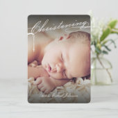 白の台本付き《キリスト教》洗礼式や命名式クロス写真宗教 招待状 (スタンド正面)