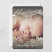 白の台本付き《キリスト教》洗礼式や命名式クロス写真宗教 招待状 (正面)