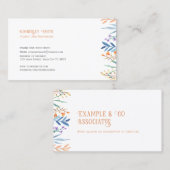 白の名刺、オレンジと青のワイルドフラワー 名刺 (正面/裏面)