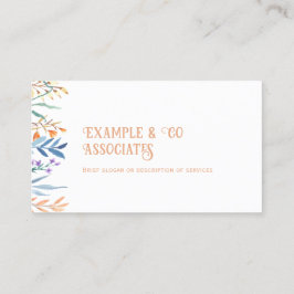 白の名刺、オレンジと青のワイルドフラワー 名刺