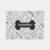 白の名前を持つ小さな黒いボーン フリースブランケット (正面(横))