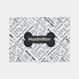 白の名前を持つ小さな黒いボーン フリースブランケット