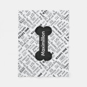 白の名前を持つ小さな黒いボーン フリースブランケット (正面)