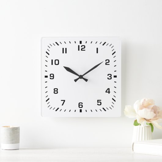 白の四角い時計と数字 スクエア壁時計 (ホーム)