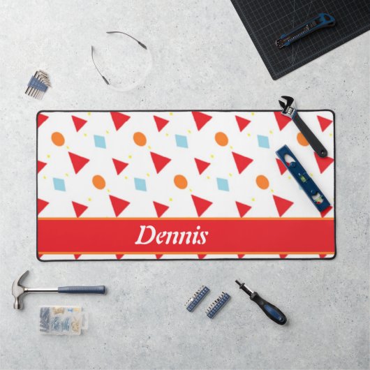 白の図形パターン デスクマット (ワークステーション)