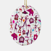 白の多彩なサーカスのキャラクター セラミックオーナメント (右)