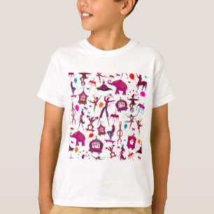 白の多彩なサーカスのキャラクター Tシャツ