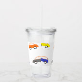 白の多彩な小型車 アクリルタンブラー (右)