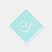 白の大きいモノグラエレガントム |パステルターコイズ スタンダードカクテルナプキン (角)