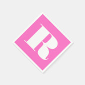 白の大きいモノグラスタイリッシュム |ネオンピンク スタンダードカクテルナプキン (角)