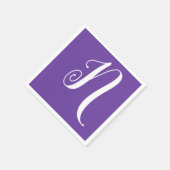 白の大きいモノグラスタイリッシュム |紫王室の色 スタンダードカクテルナプキン (角)