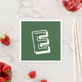 白の大きいモノグラモダンム |ハンターグリーン スタンダードカクテルナプキン (インサイチュ)