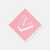 白の大きいモノグラモダンム |ベビーピンク スタンダードカクテルナプキン (角)