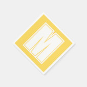 白の大きいモノグラモダンム |マスタードイエロー スタンダードカクテルナプキン (角)