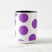 白の大きい紫色の点 マグカップ (中央)