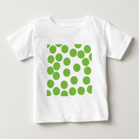 白の大きい薄緑色の点 ベビーTシャツ (正面)