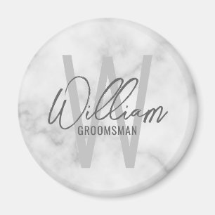 白の大理石のモダンスクリプパーソナライズされたトGroomsmen マグネット