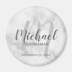 白の大理石のモダンスクリプパーソナライズされたトGroomsmen マグネット