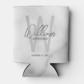 白の大理石のモダンスクリプパーソナライズされたトGroomsmen 缶クーラー (正面)