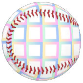 白の対称グラデーショ市松模様にン・パターン・フレーム ソフトボール (正面左)