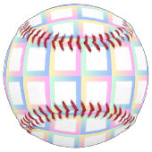 白の対称グラデーショ市松模様にン・パターン・フレーム ソフトボール (裏面)