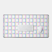 白の対称グラデーショ市松模様にン・パターン・フレーム デスクマット (キーボード&マウス)