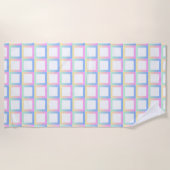 白の対称グラデーショ市松模様にン・パターン・フレーム ビーチタオル (正面)