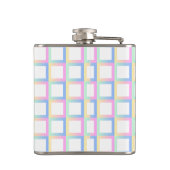 白の対称グラデーショ市松模様にン・パターン・フレーム フラスク (裏面)